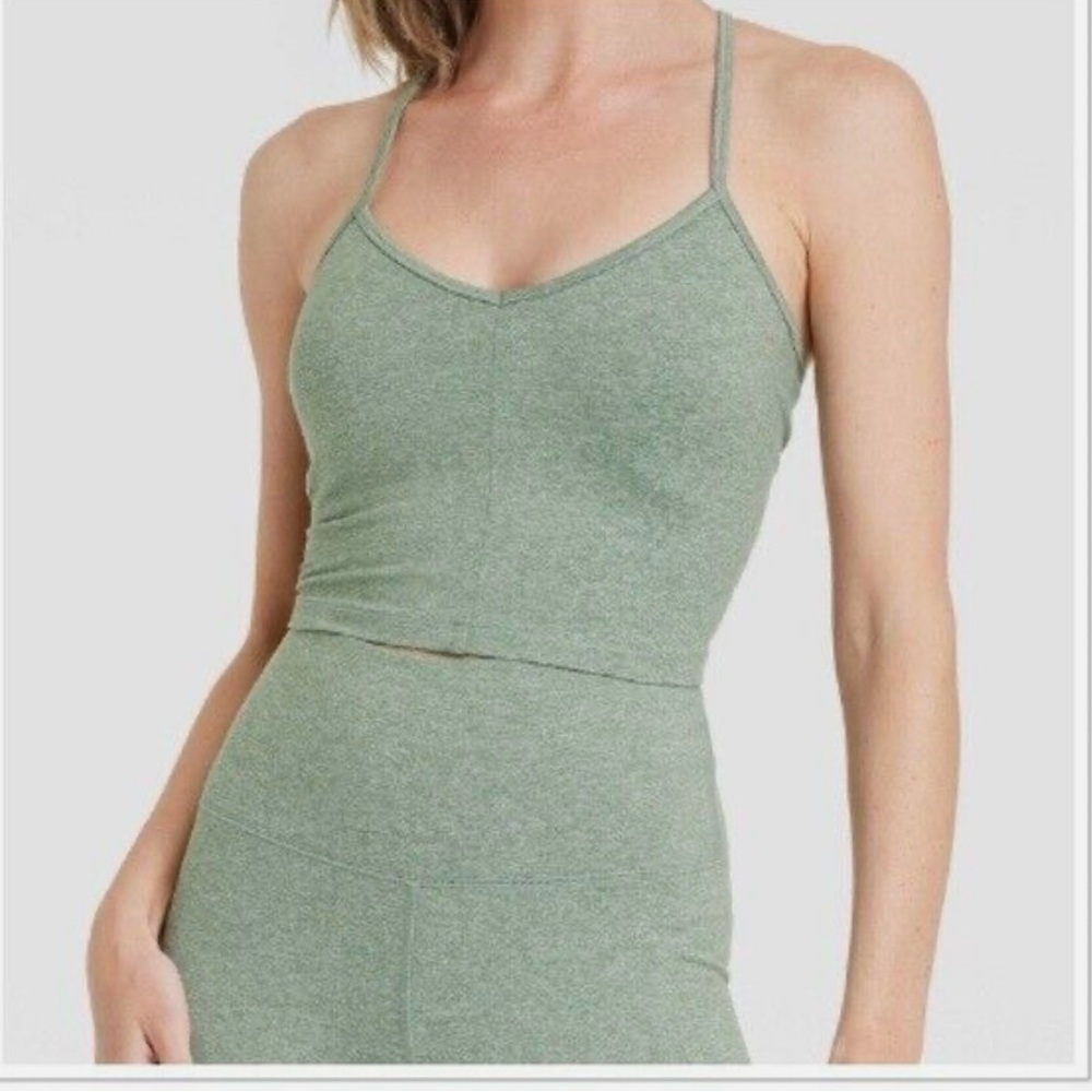 NWT All In Motion All Over Cozy Cami Workout Bra Heathered Green Size XXL Active